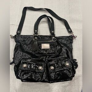 Coach Poppy Black Patent Leather Women's Hobo Tote Bag